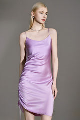 Side-Ruched Silk Slip Nightdress