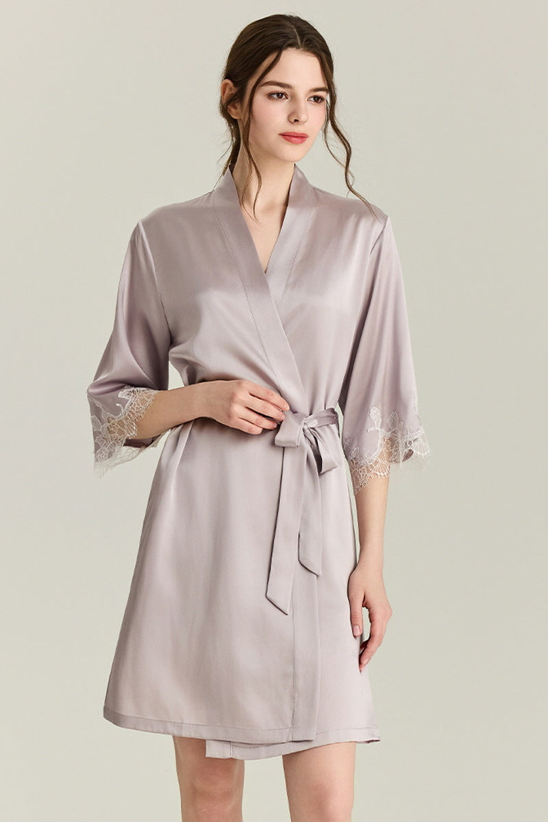Nocturne Lace Silk Slip & Robe Set