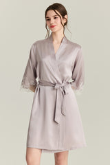 Nocturne Lace Silk Slip & Robe Set