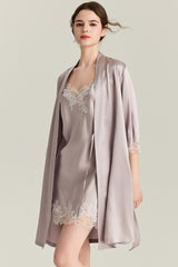 Nocturne Lace Silk Slip & Robe Set