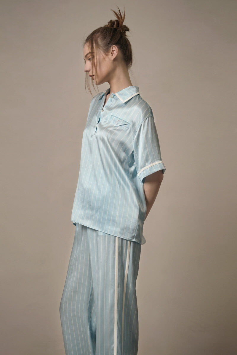 Polo Stripe Silk Pajama Set