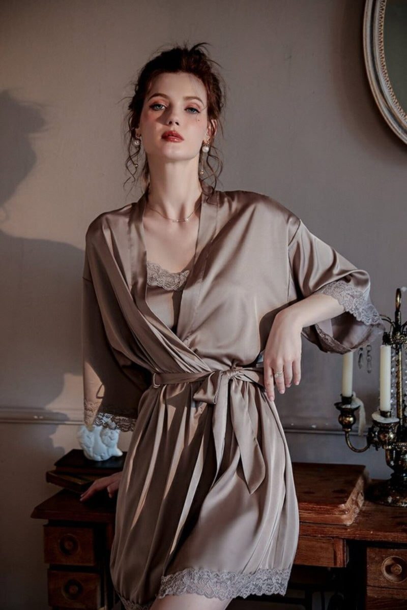 LUME Gray Scallop Silk Set