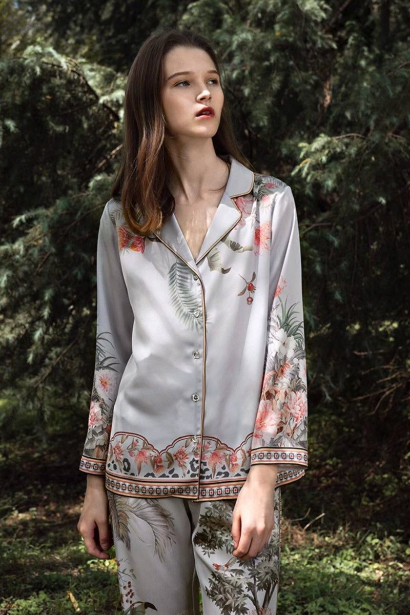 Exotic Botanical Silk Pajama Set