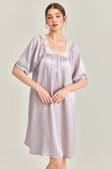 Silk Square Neck Lace Sleepwear