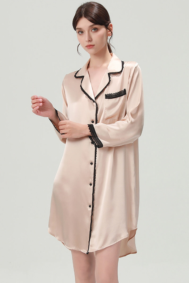 Silk Notched Collar Sleep Shirt