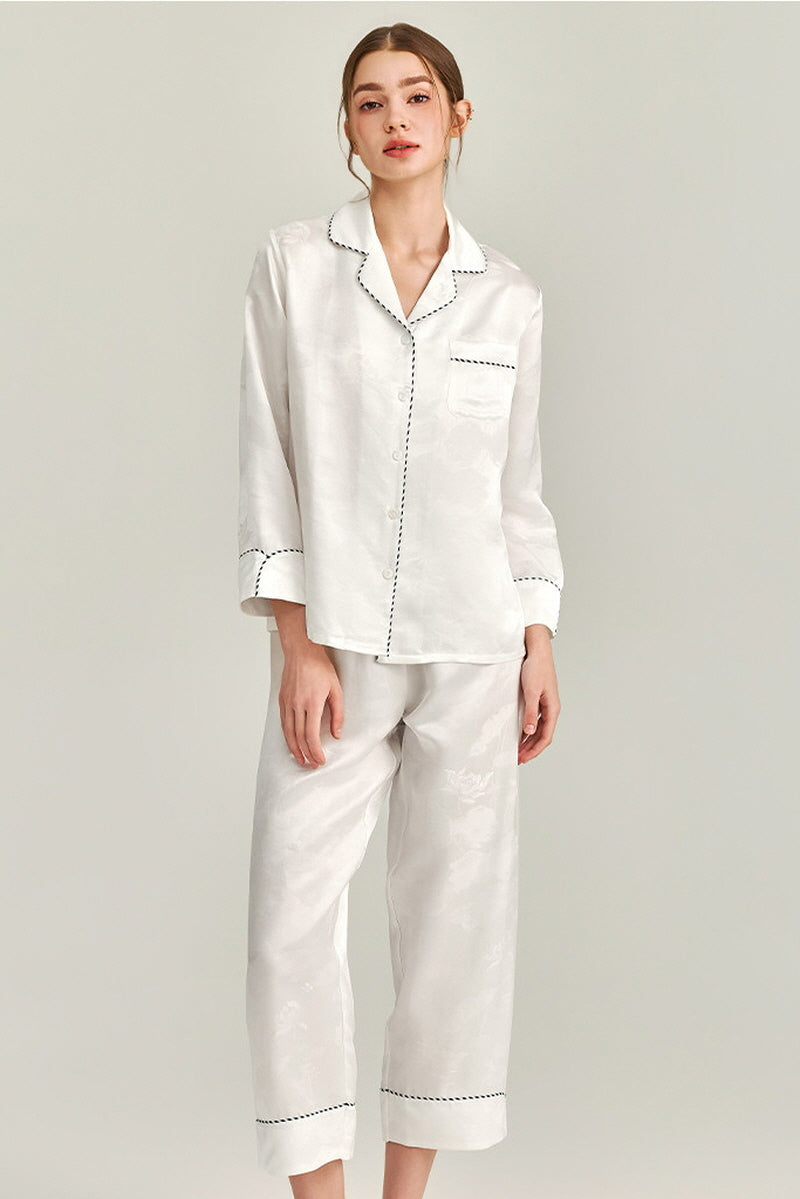 Classic Contrast Silk Pajama Set