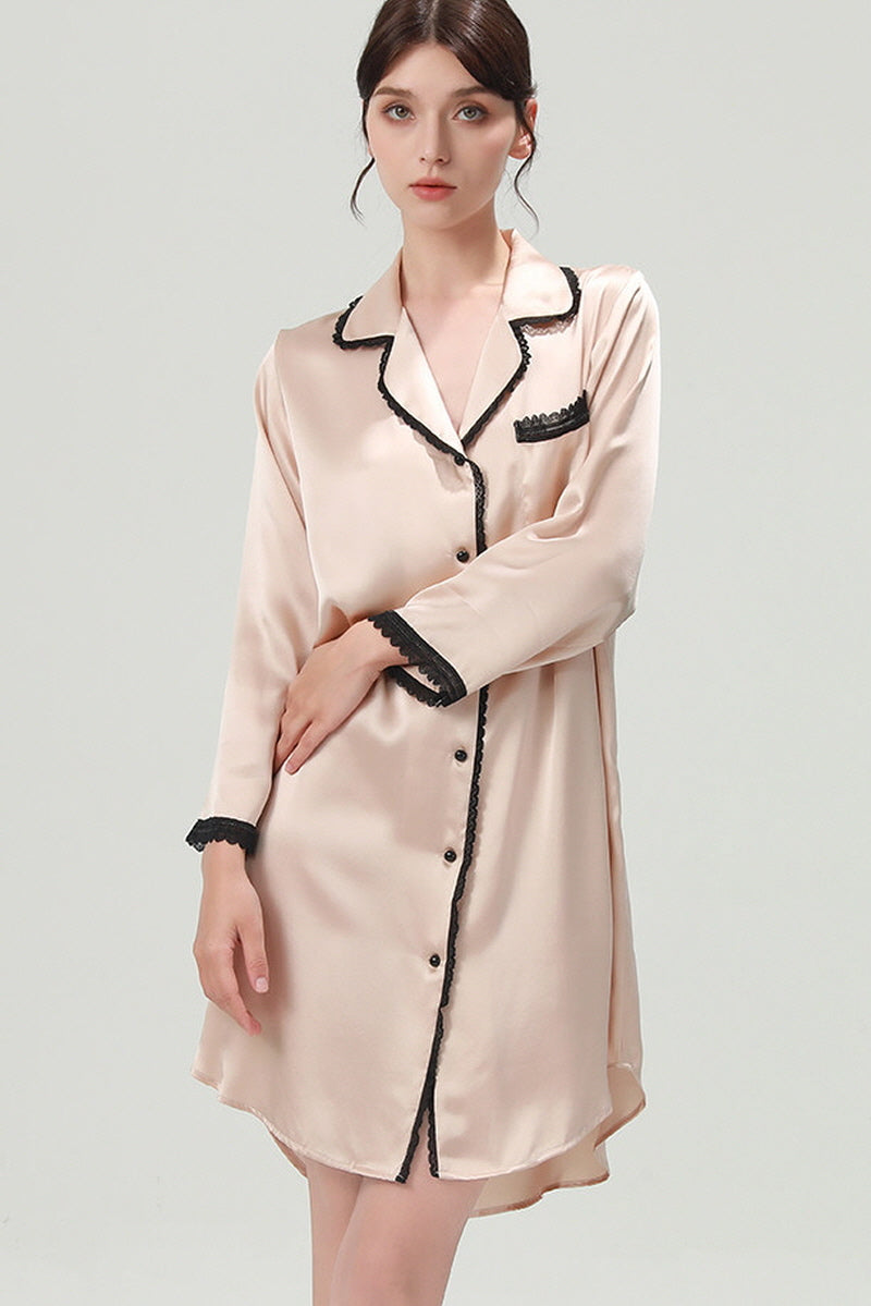 Silk Notched Collar Sleep Shirt