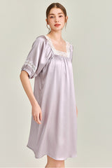 Silk Square Neck Lace Sleepwear