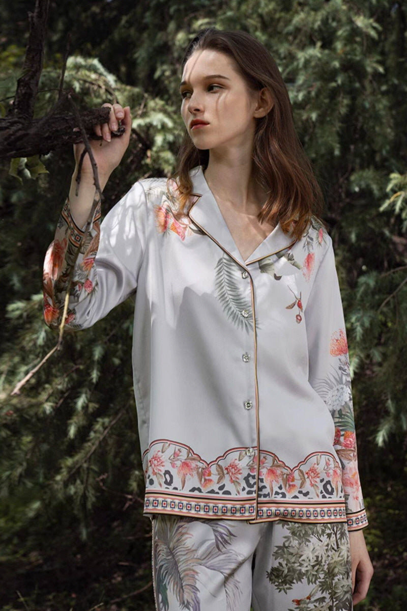 Exotic Botanical Silk Pajama Set