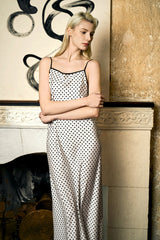 Monochrome Dot Silk Slip Nightdress