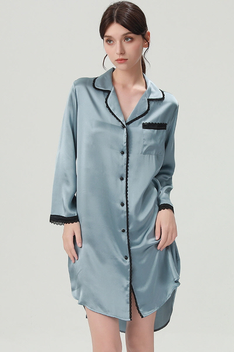 Silk Notched Collar Sleep Shirt