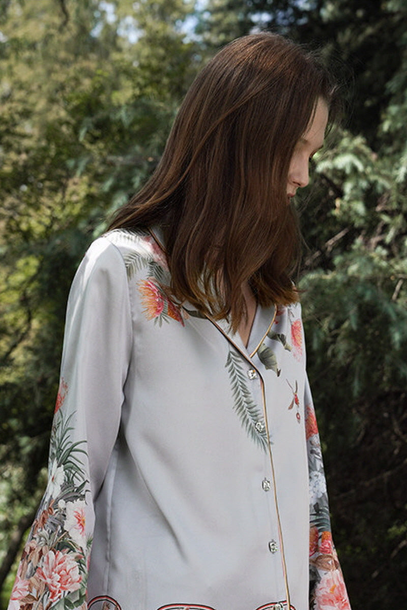 Exotic Botanical Silk Pajama Set