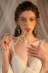 White Angelic Embroidery Silk Slip & Robe Set