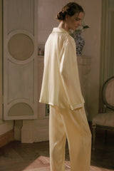 Yellow Tailored Edge Silk Pajamas
