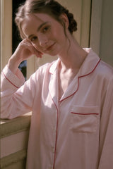 Pink Tailored Edge Silk Pajamas