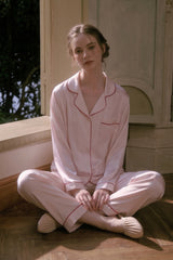Pink Tailored Edge Silk Pajamas