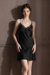 Black Midnight Chantilly Mini Slip