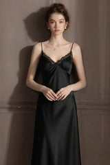 Black Midnight Chantilly Maxi Slip