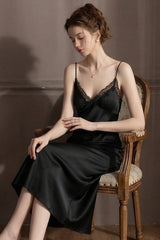 Black Midnight Chantilly Maxi Slip