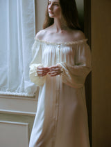 Yellow Shirred Neck Silk Maxi Sleep Dress