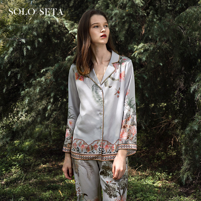 Exotic Botanical Silk Pajama Set