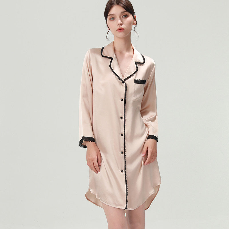 Silk Notched Collar Sleep Shirt