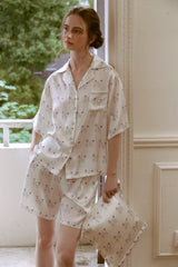 Short Sleeve Poodle Silk Pajama Set