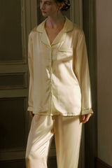 Yellow Tailored Edge Silk Pajamas