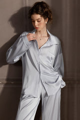 Blue Minimal Silk Pajama Set