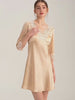 Gold Silk 3/4 Sleeve Lace Sleepwear